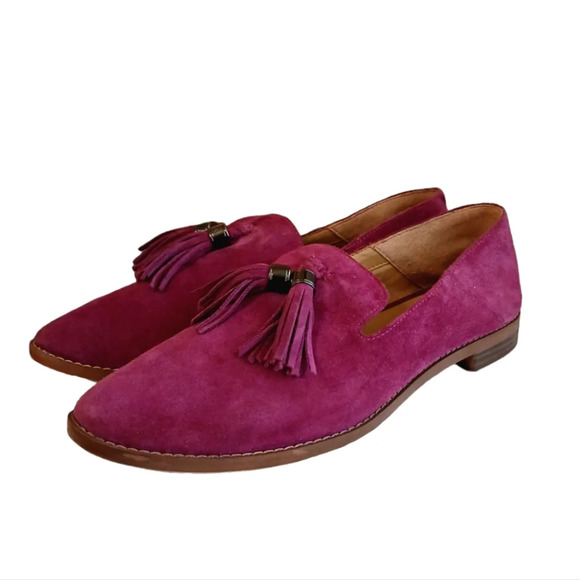 Franco Sarto Jolie Magenta Loafers Slip On Suede Tassled Flats size 8 - Picture 10 of 10